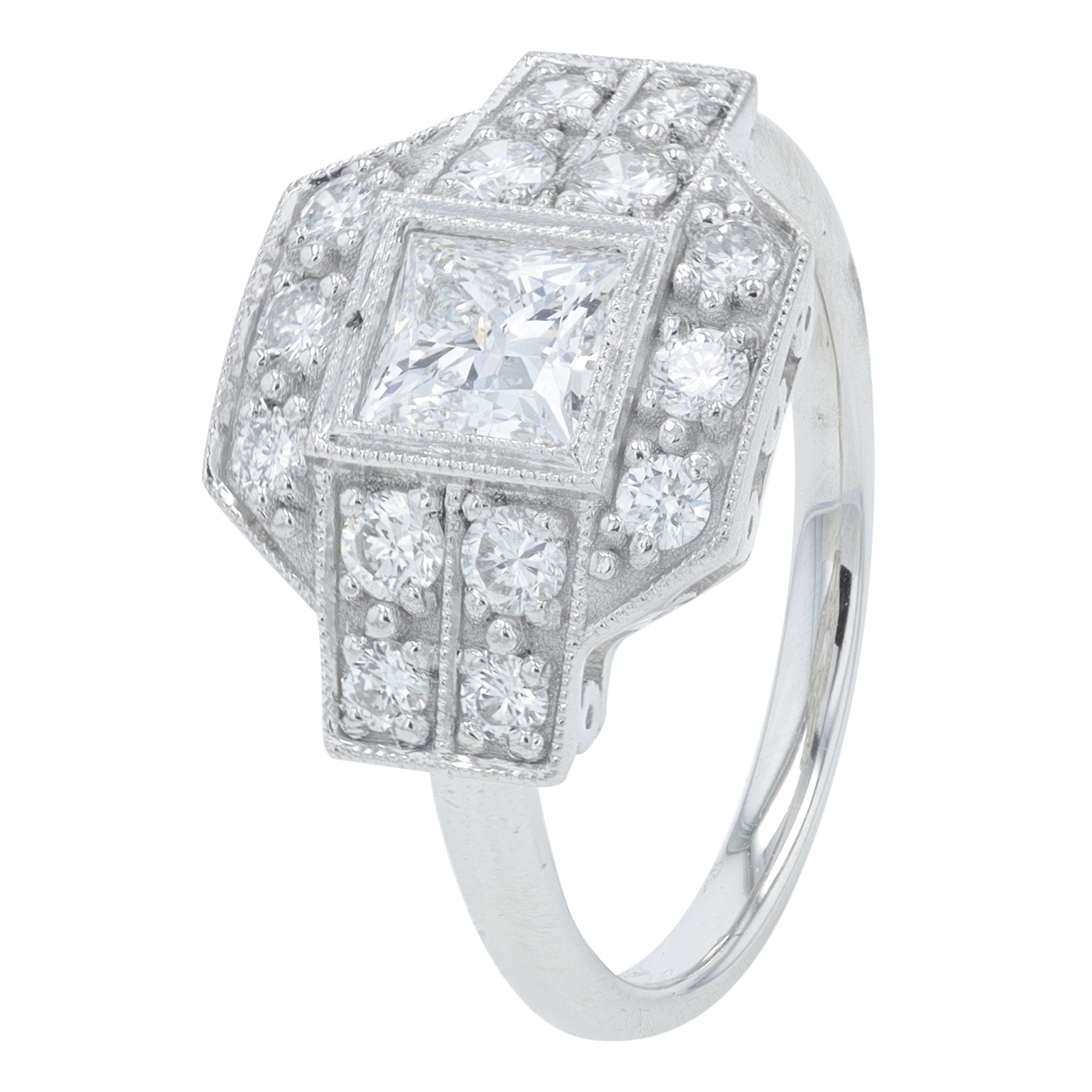 PT950 1.14 CTW Diamond Princess Cut Engagement Ring