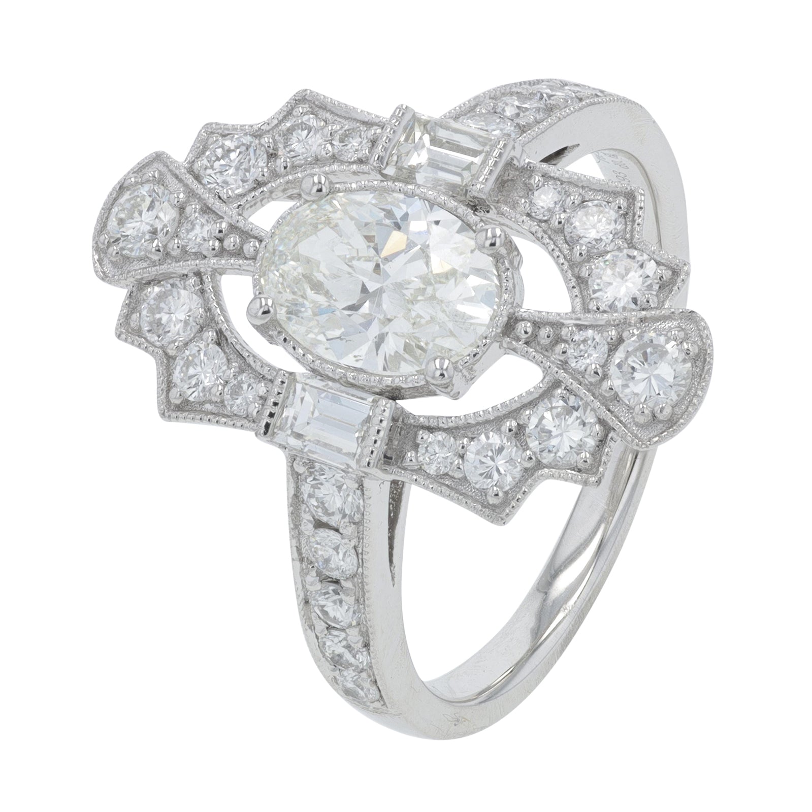 PT950 1.79 CTW Diamond Oval Cut Engagement Ring