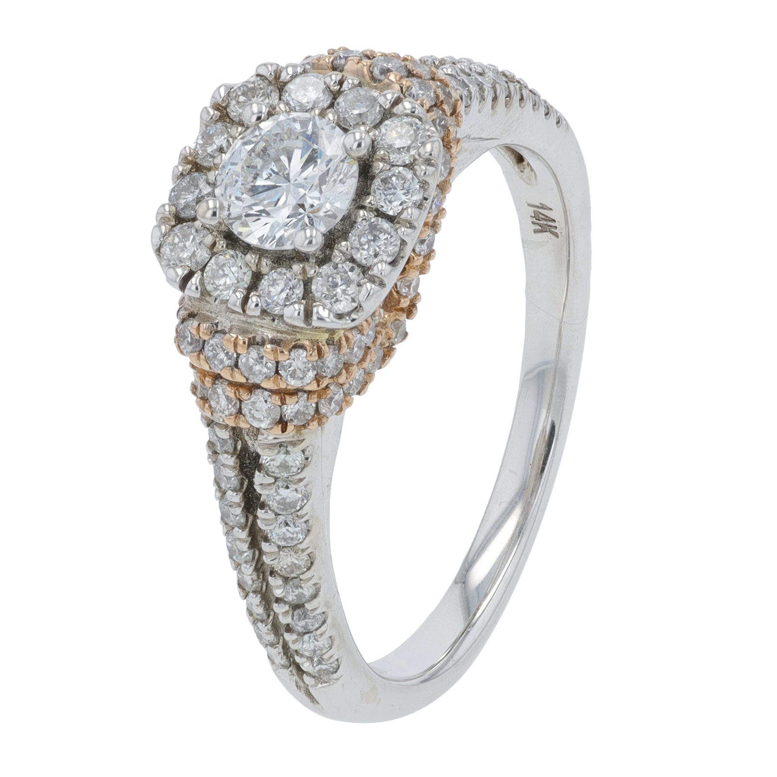 14K TT 1.02 CT Diamond Engagement Ring