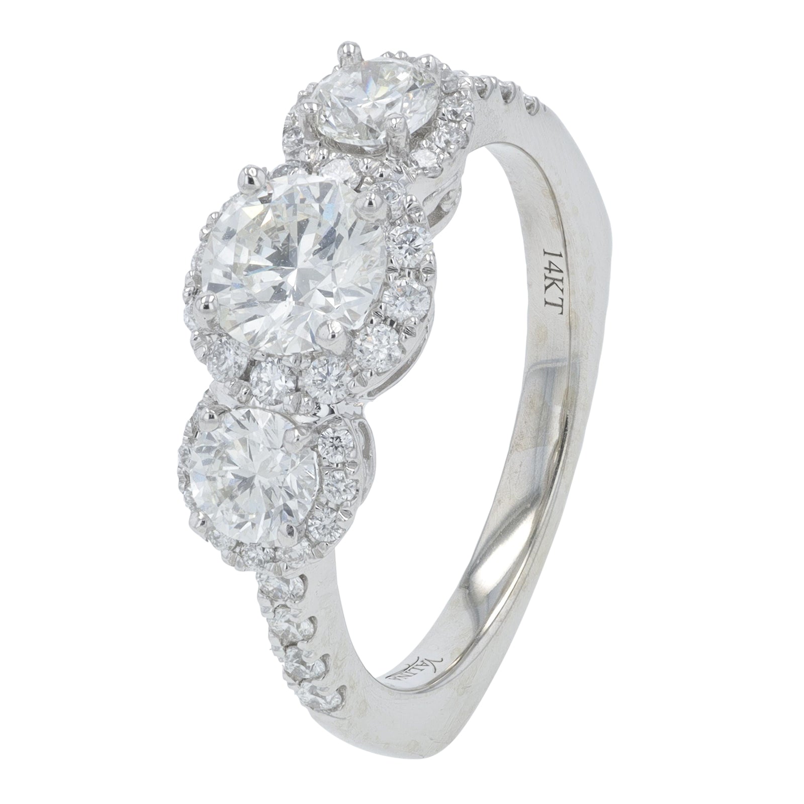 14K WG Valina 1.40 CTW Diamond Three Stone Ring