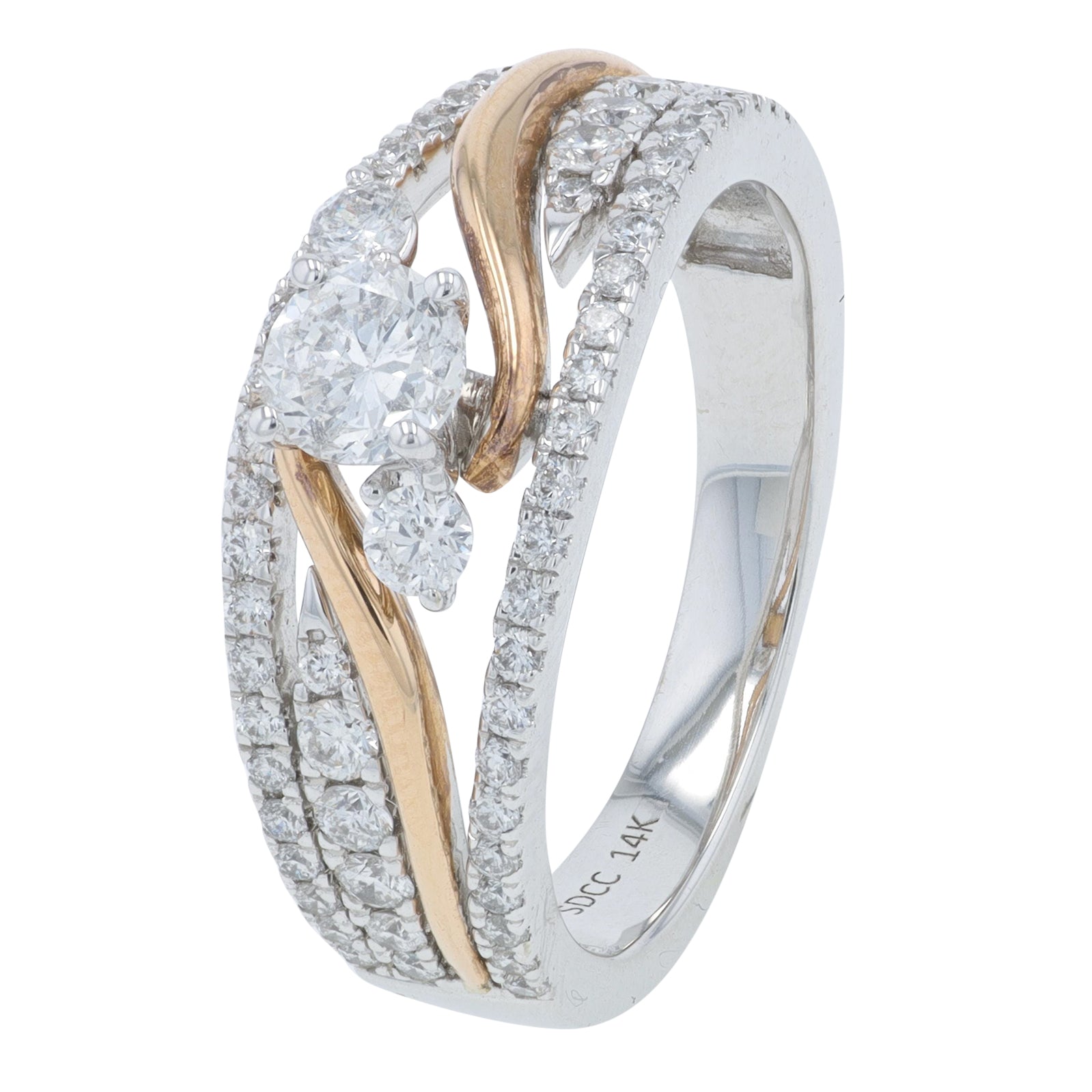 14K TT 1 CT Diamond Engagement Ring
