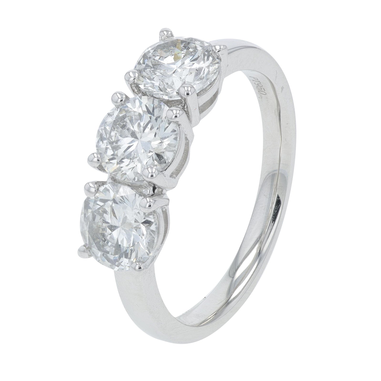 PT950 2.12 CTW Diamond Three Stone Ring