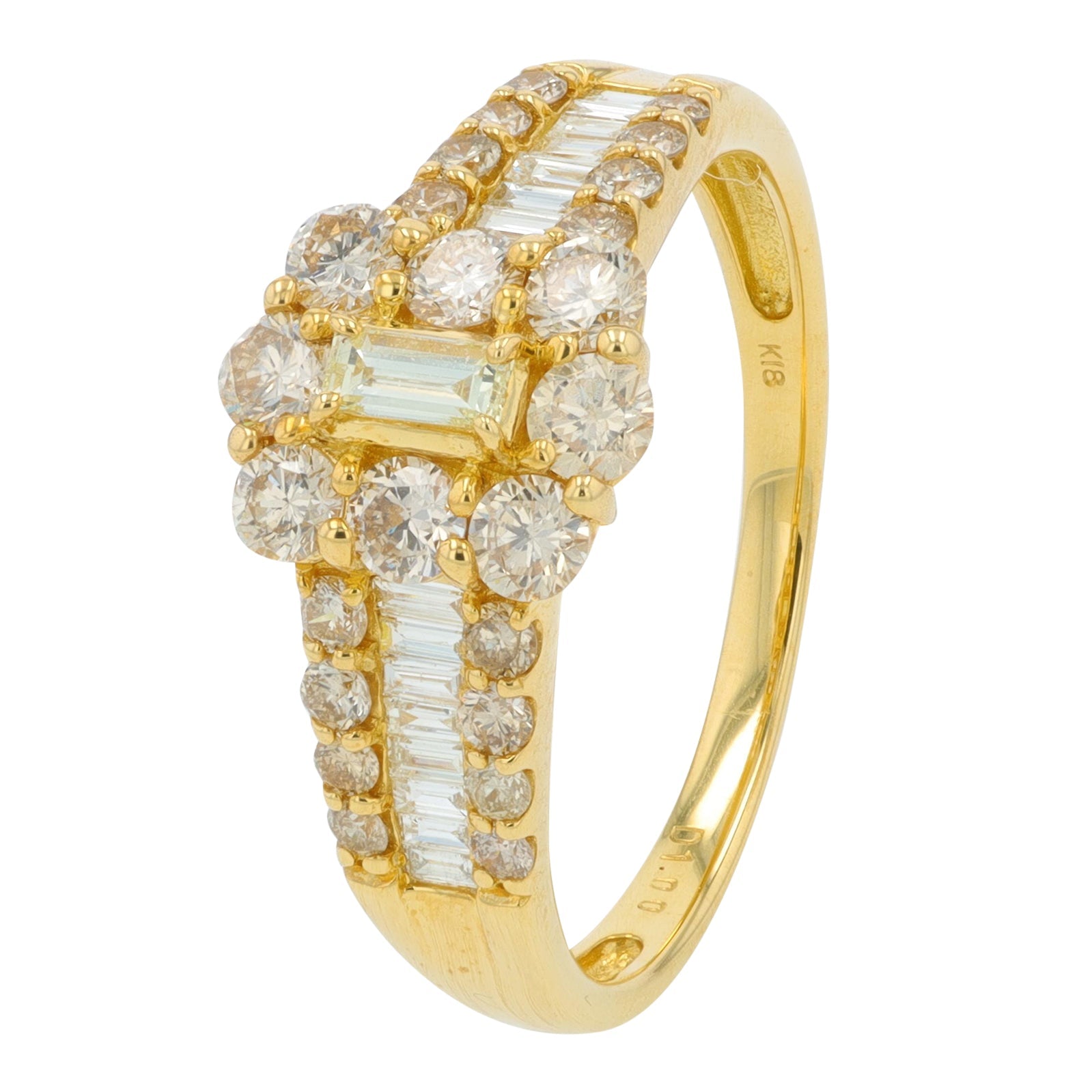 18K YG 1 CT Diamond Engagement Ring