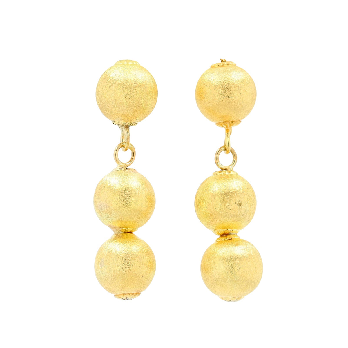 18K YG Gold Bead Necklace & Earring Set
