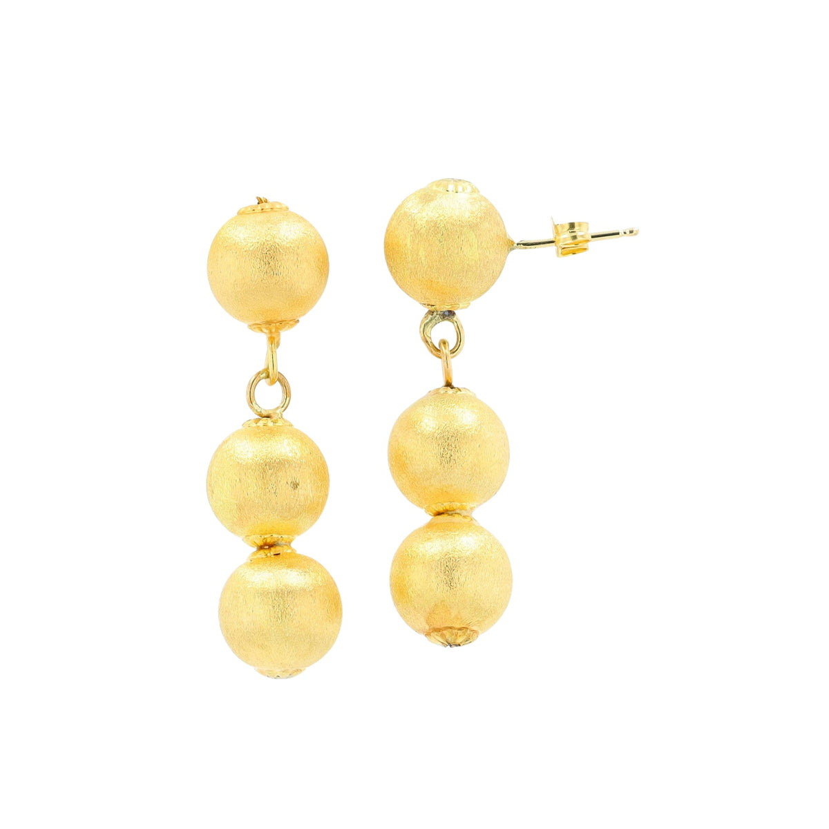 18K YG Gold Bead Necklace & Earring Set