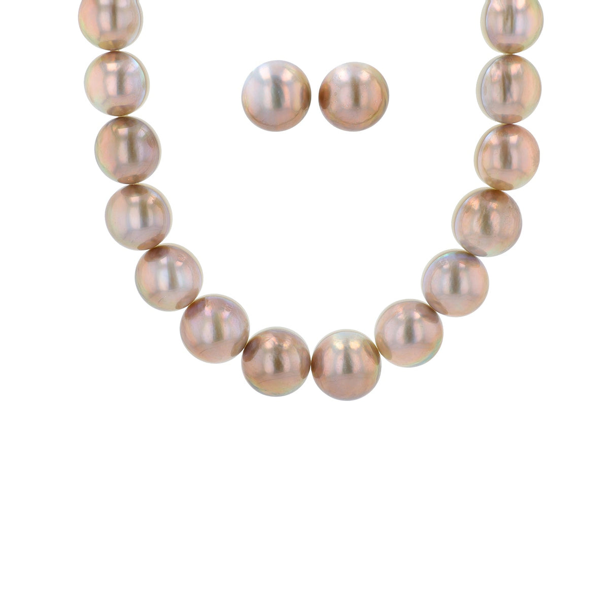 14K WG Tasaki Pearl Necklace & Stud Set