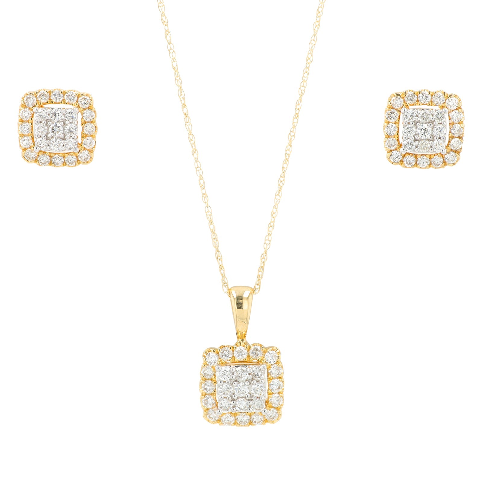 14K YG .75 Diamond Pendant & Earring Set