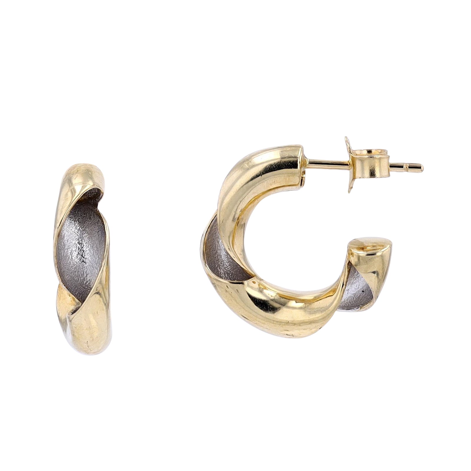 14K YG Twisted J-Hoops