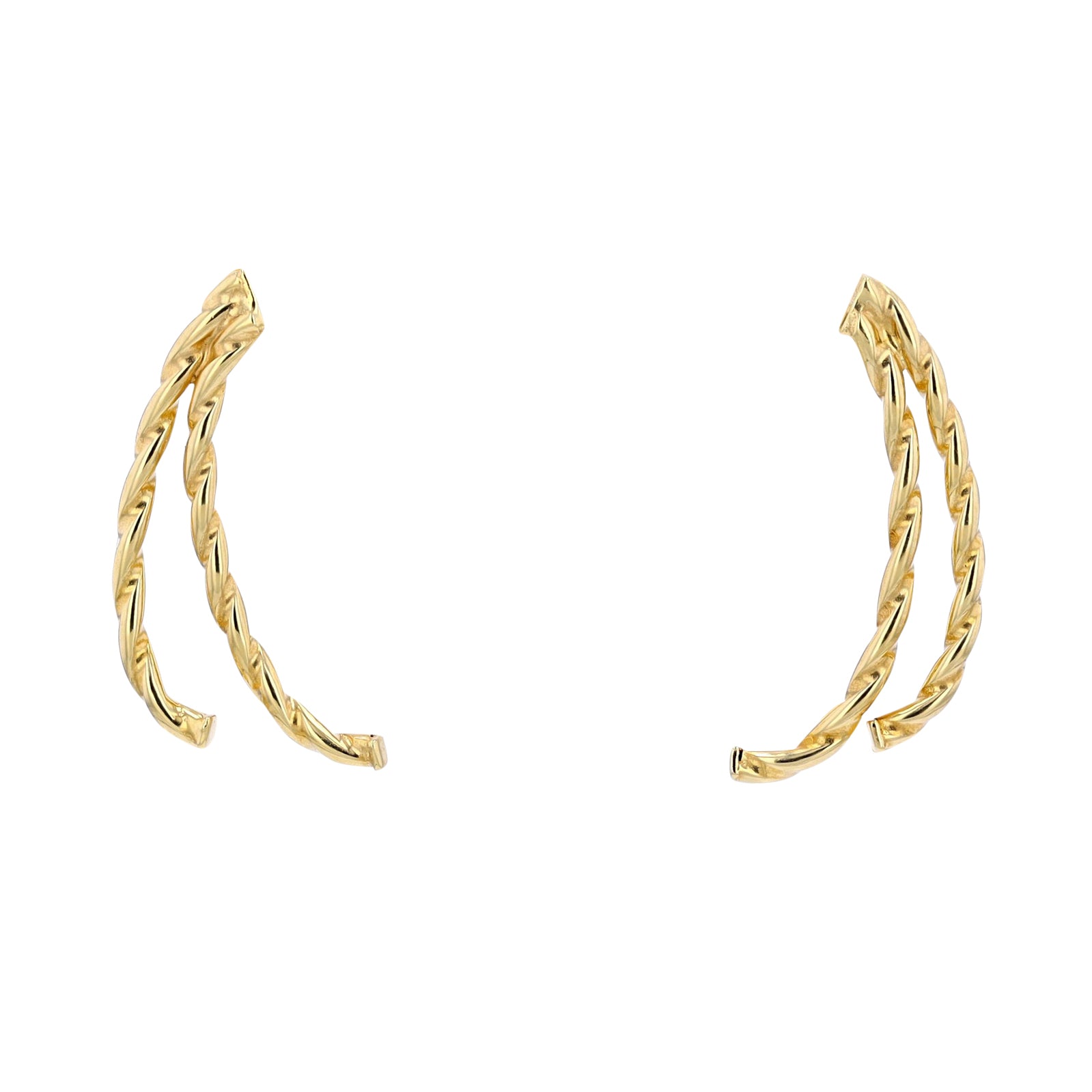 14K YG Front/Back Curved Bar Earrings