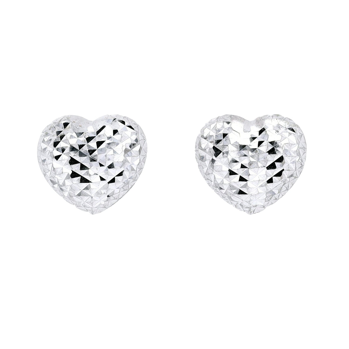 14K WG Puffed Hearts Earrings