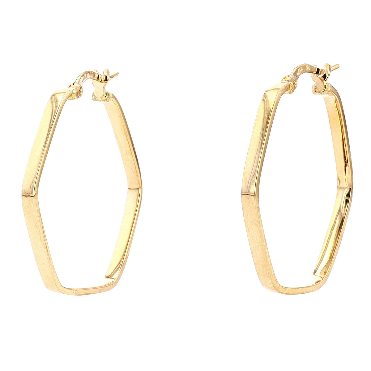 14K YG Hexagon Hoops<p><strong>More Colors Available</p></strong>