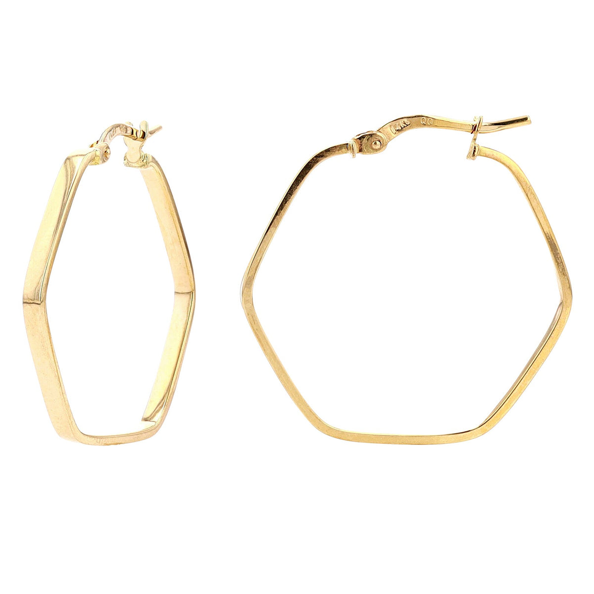 14K YG Hexagon Hoops<p><strong>More Colors Available</p></strong>