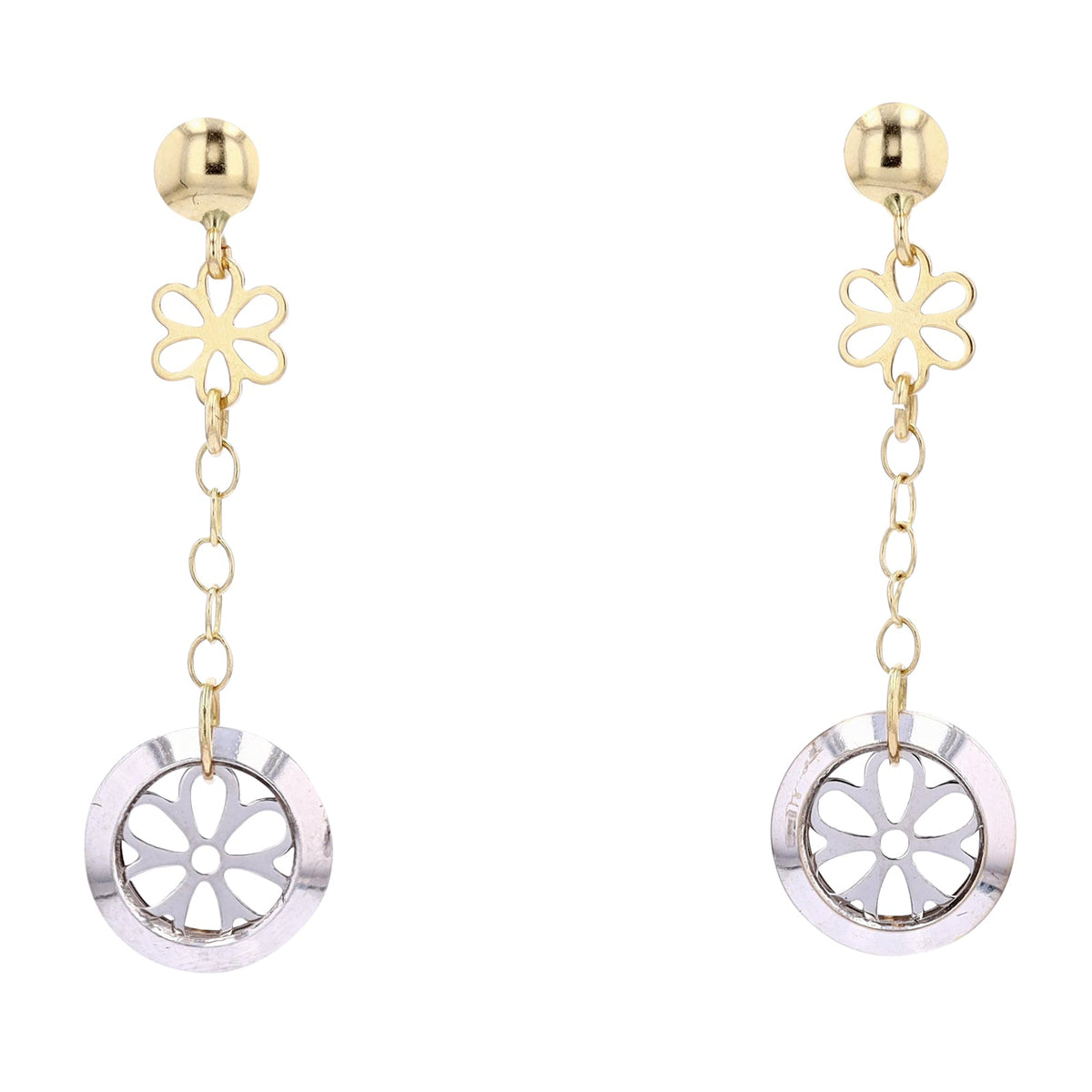 14K TT Gold Flower Earrings