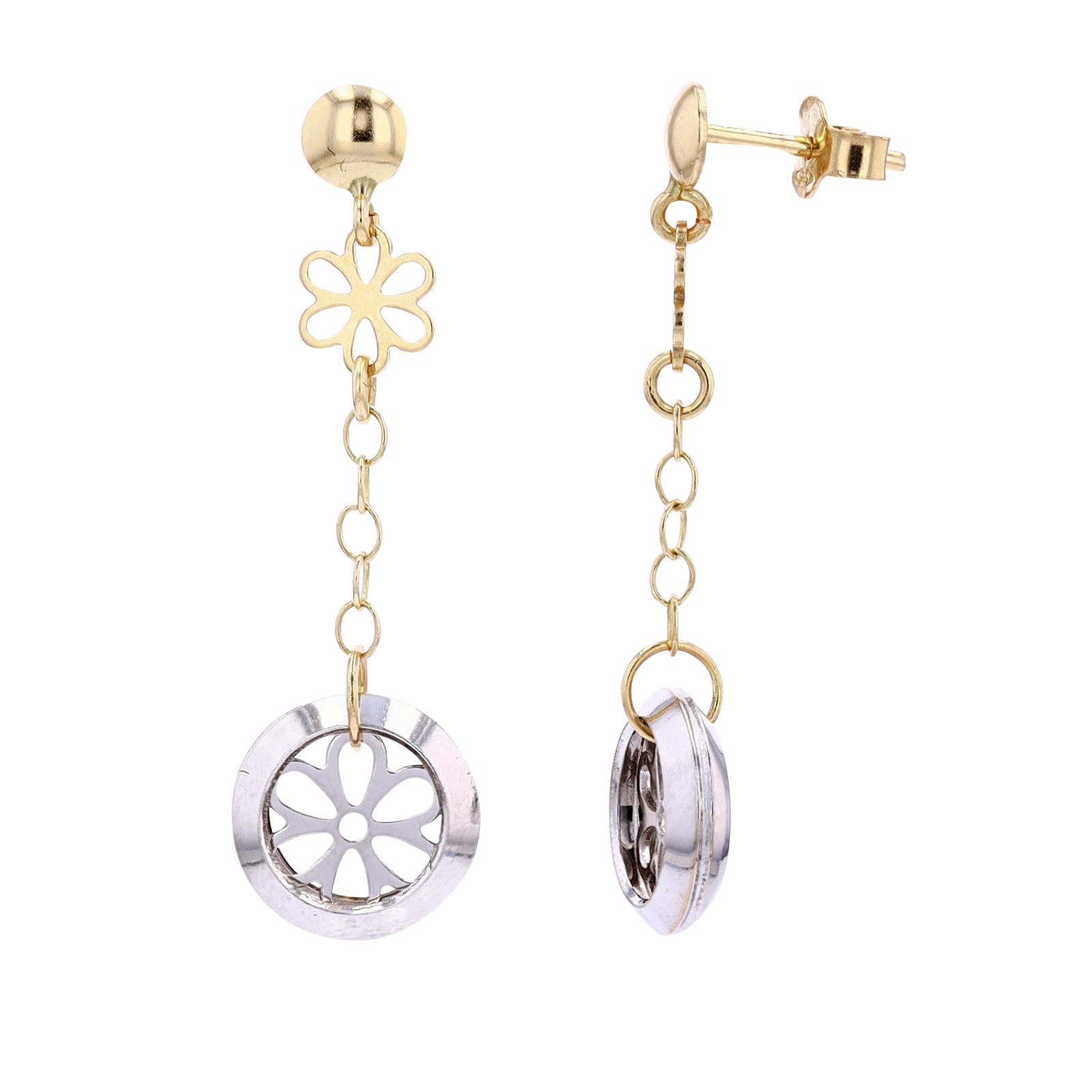 14K TT Gold Flower Earrings