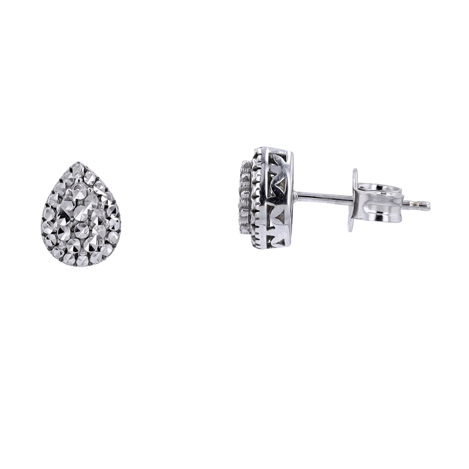 14K WG Pear Studs
