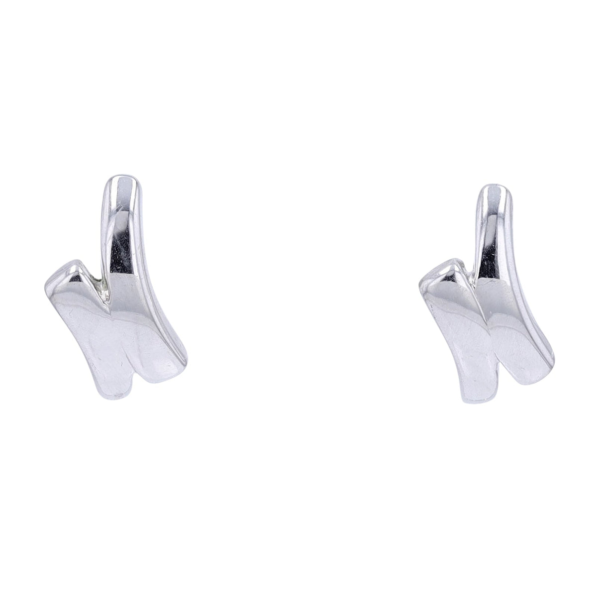 14K WG Bypass Bar Earrings