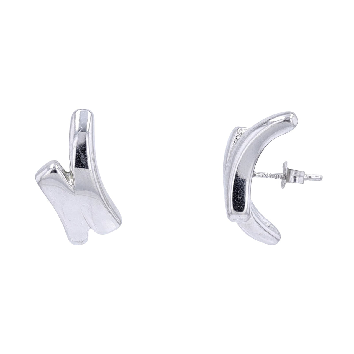 14K WG Bypass Bar Earrings