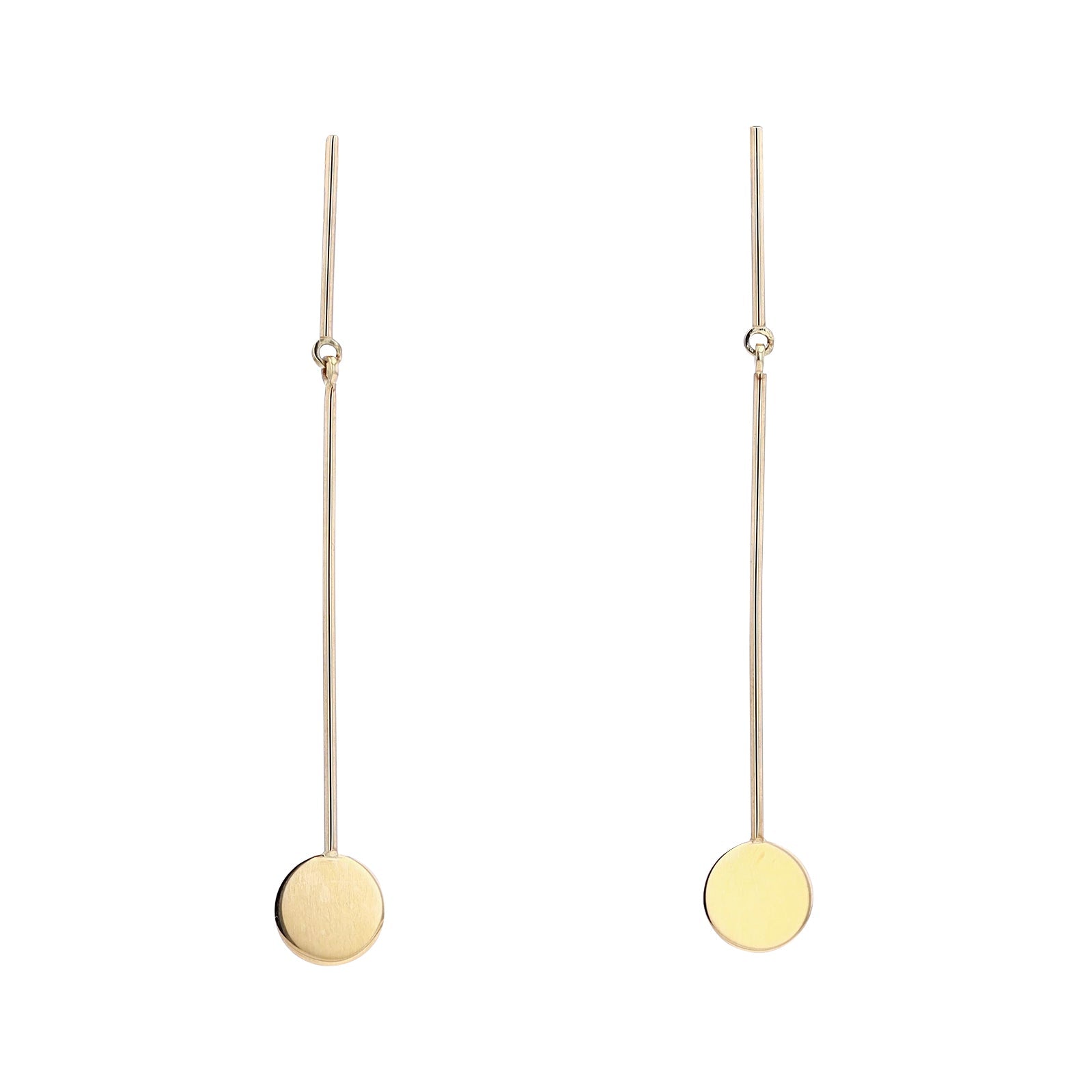 14K YG Disc Drop Earrings