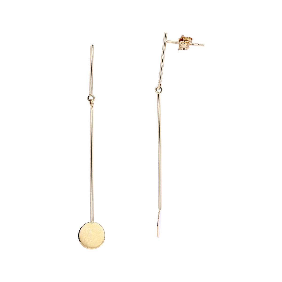 14K YG Disc Drop Earrings