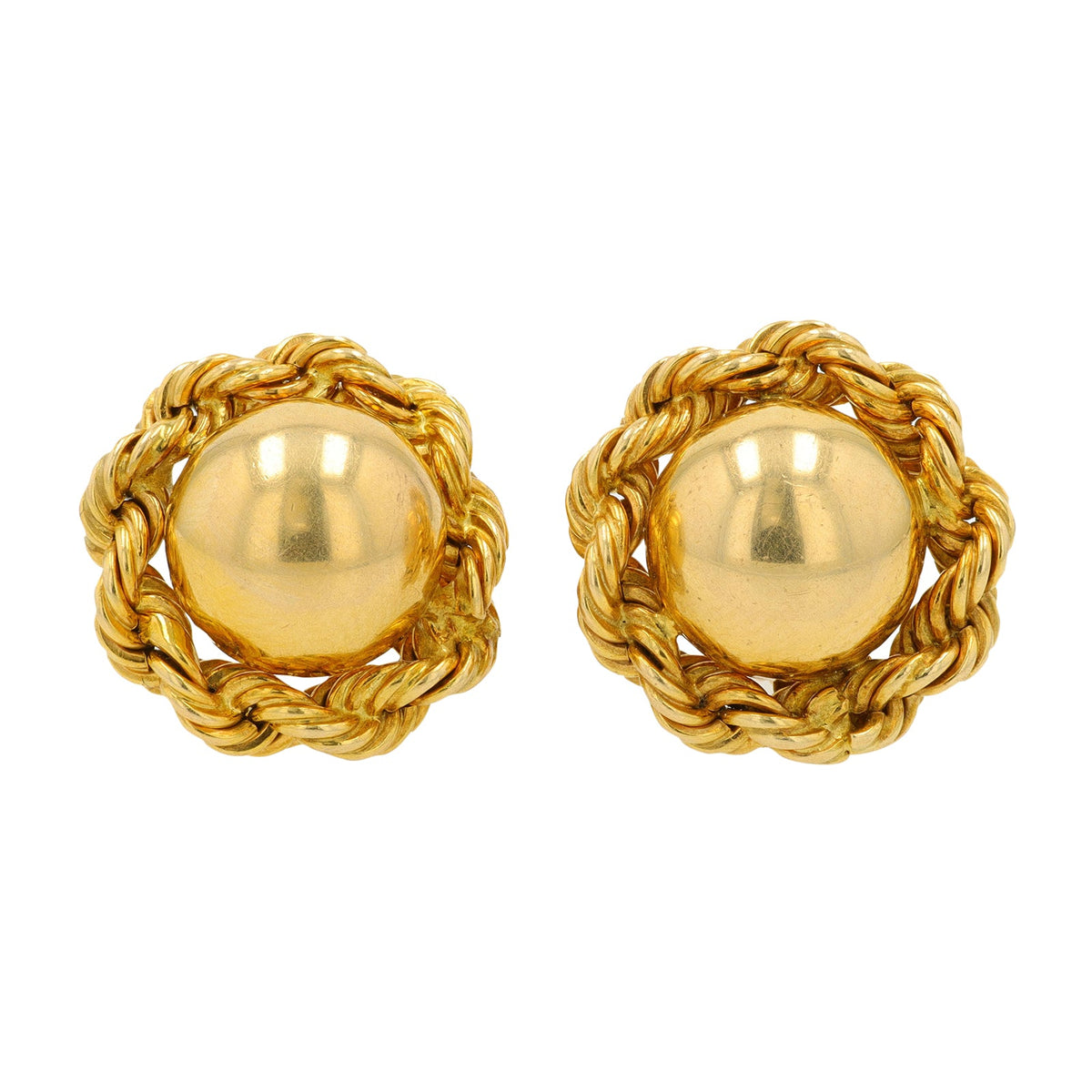 14K YG 5.70 GR Button Screw Back Earrings