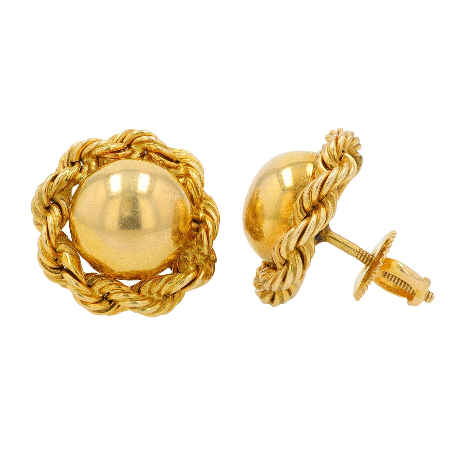 14K YG 5.70 GR Button Screw Back Earrings