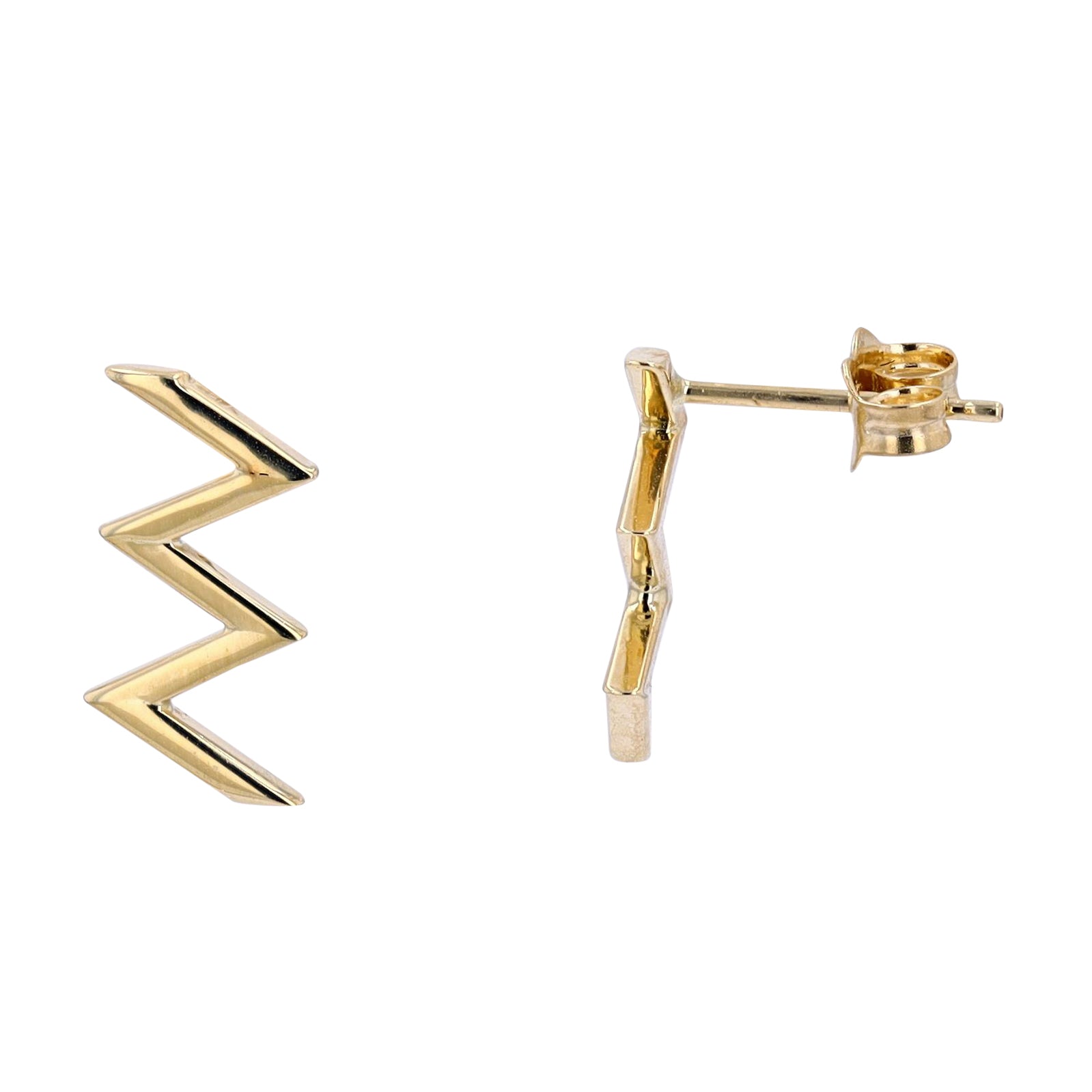 10K YG Zig Zag Studs