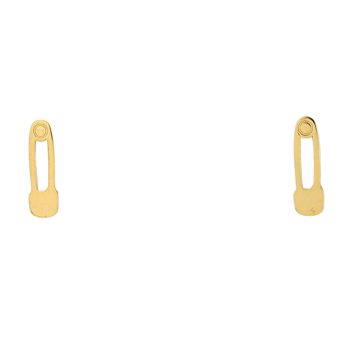 14K YG Safety Pin Stud Earrings