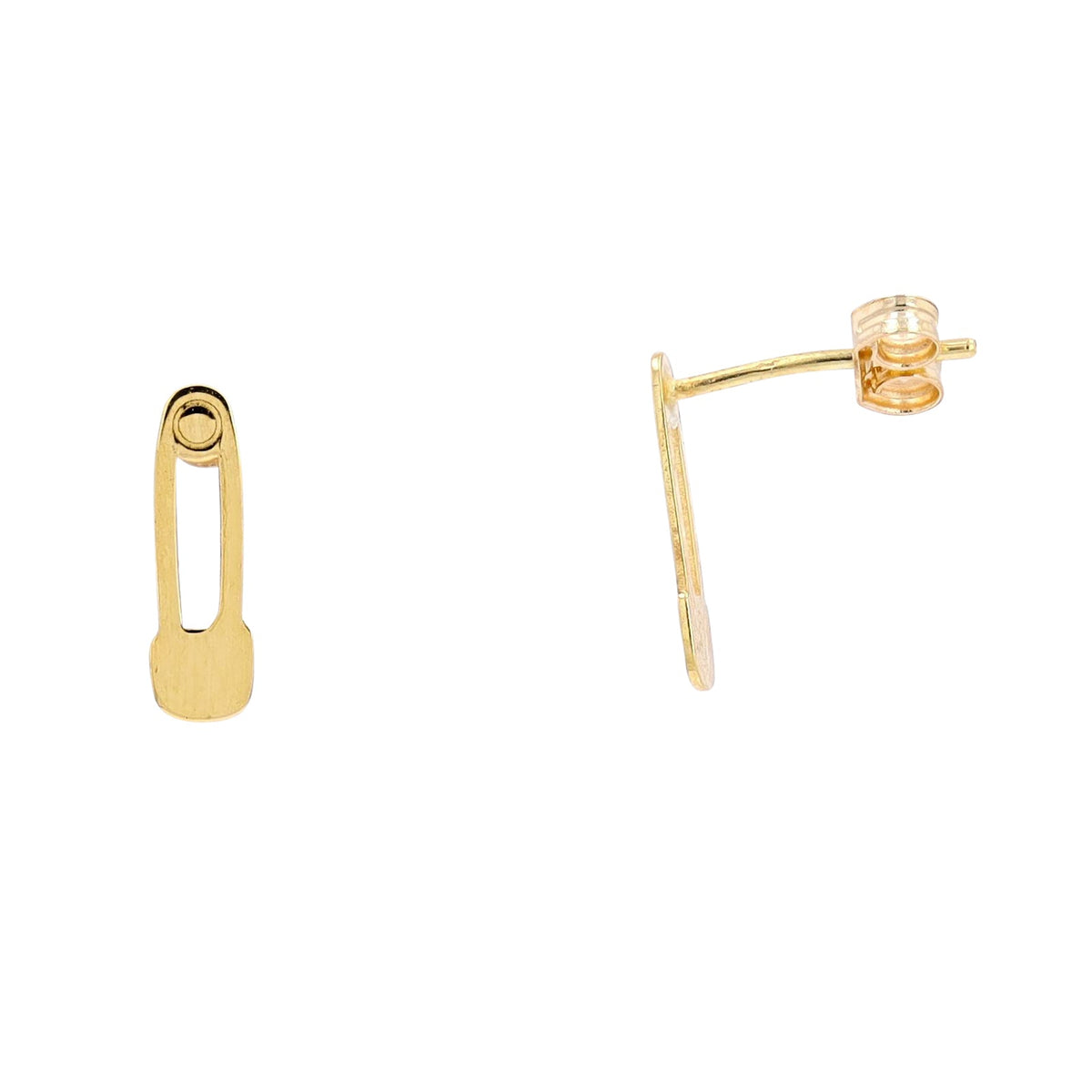 14K YG Safety Pin Stud Earrings