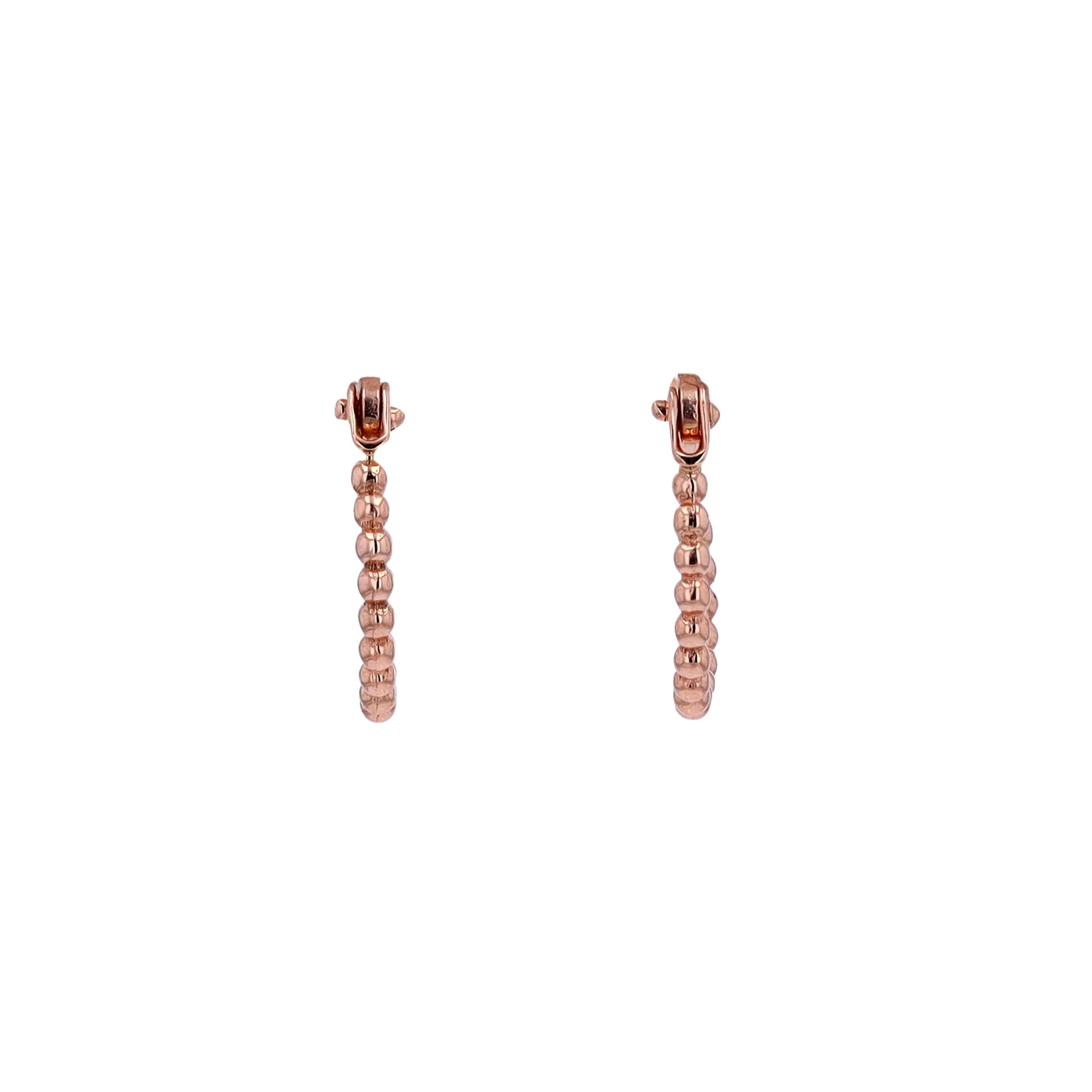 14K RG Beaded Huggies