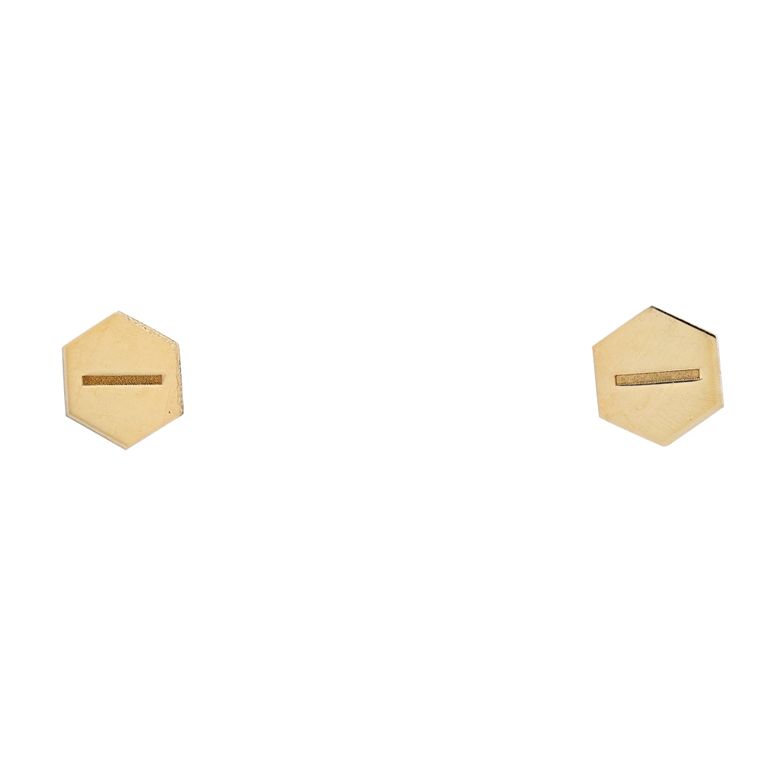 14K YG Hexagon Studs