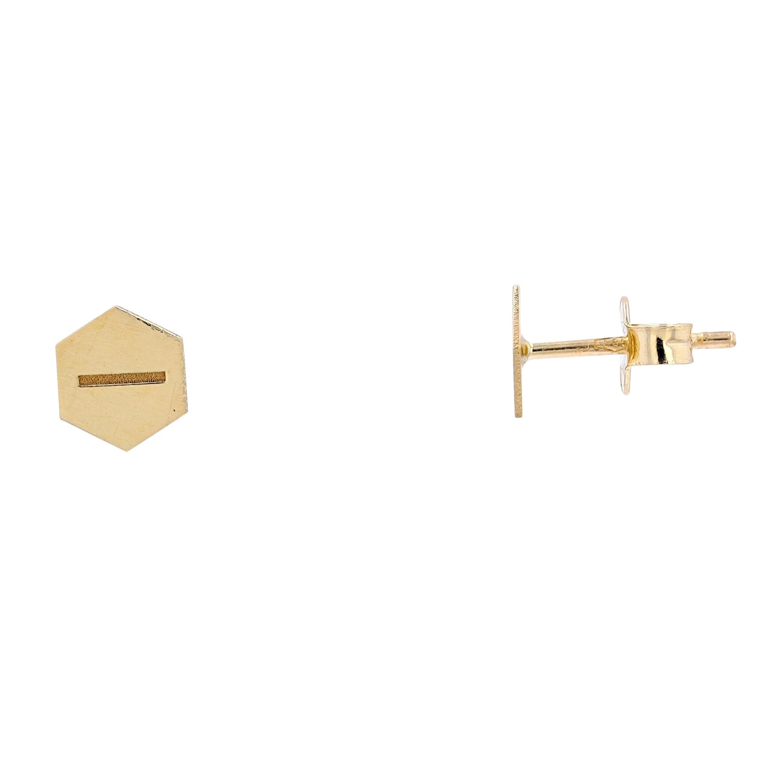 14K YG Hexagon Studs