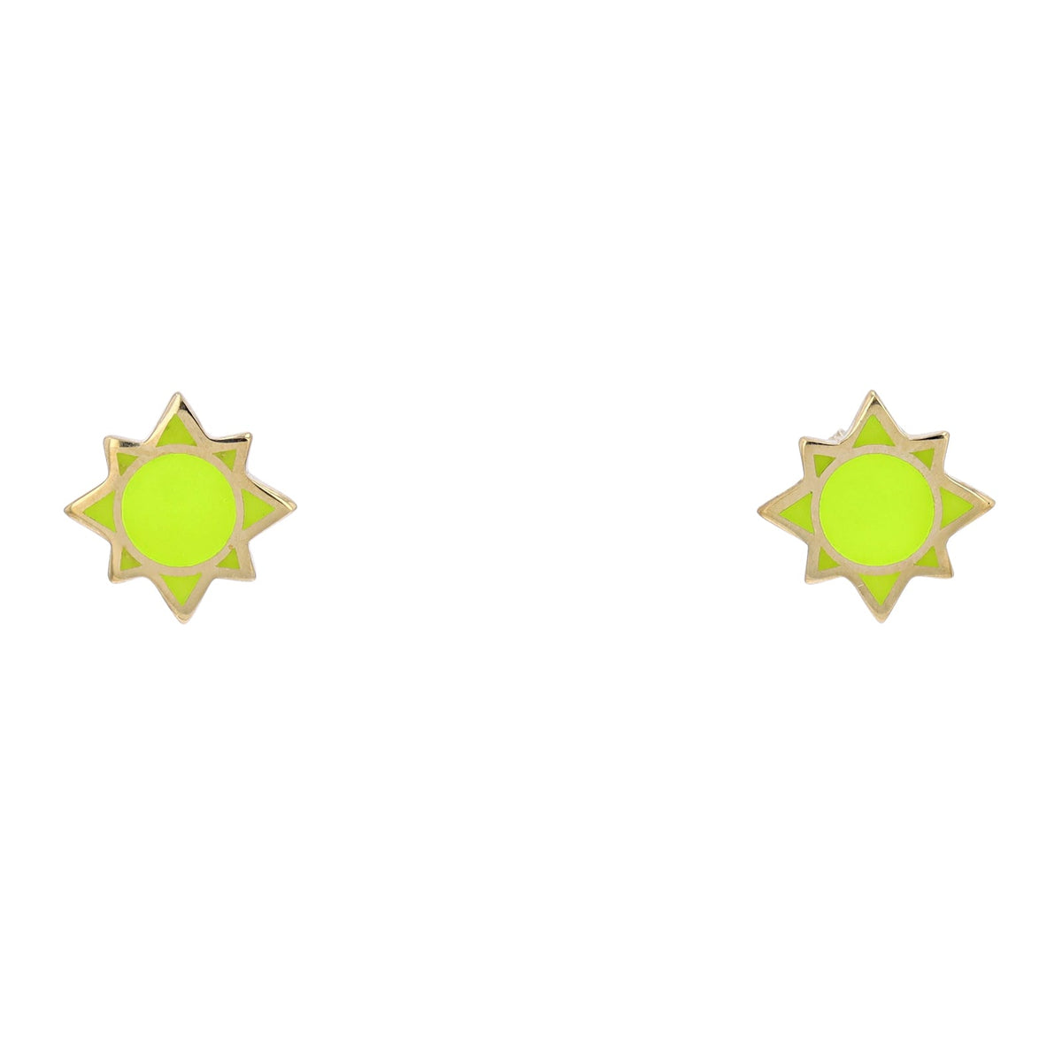 14K YG Enamel Sun Studs