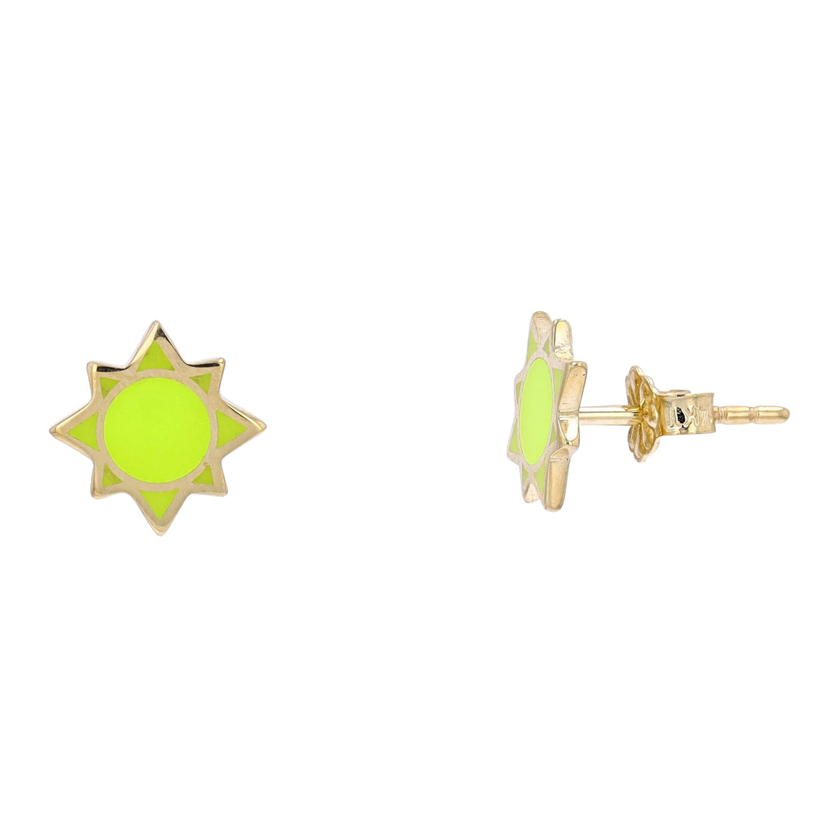 14K YG Enamel Sun Studs