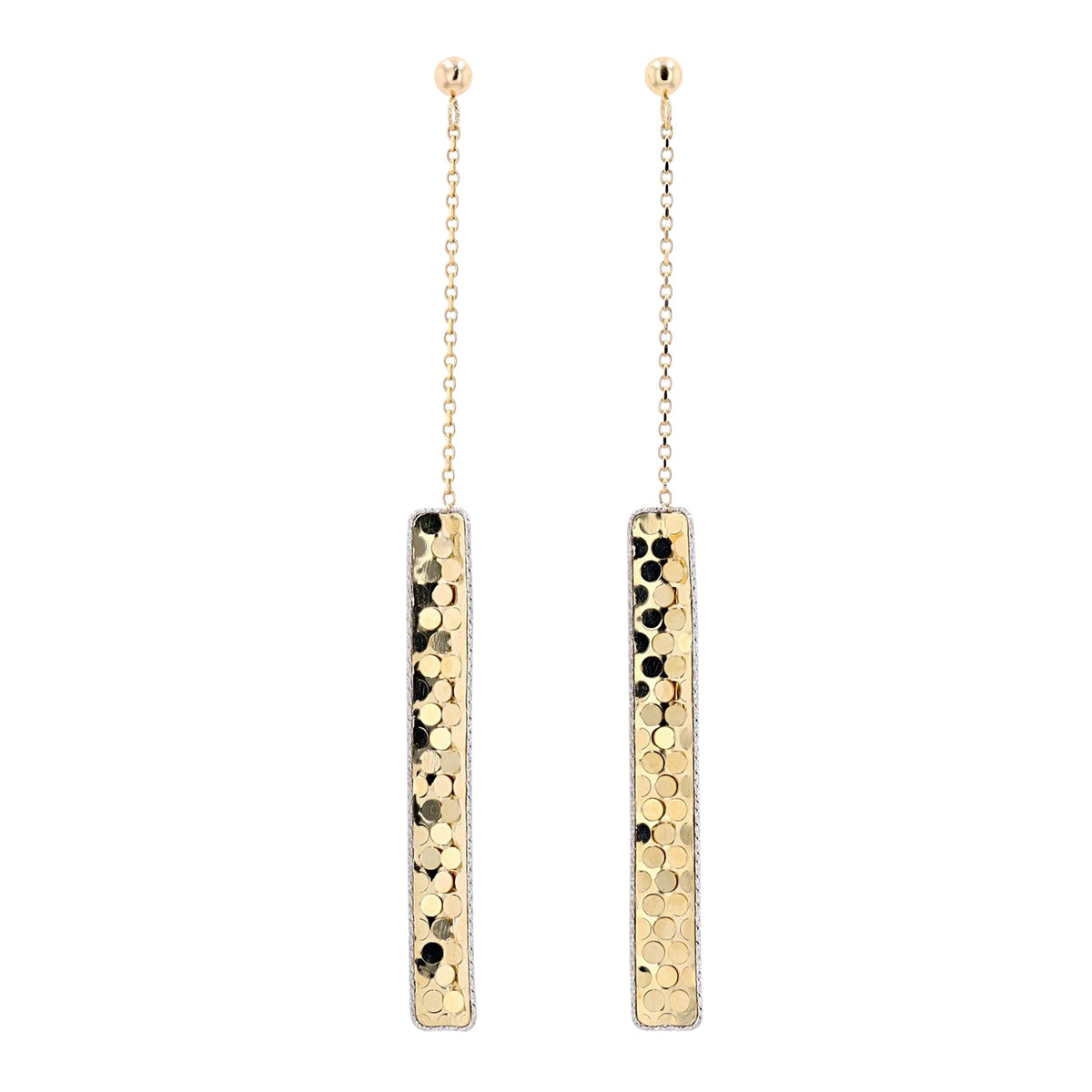 14K TT Gold Bar Earrings