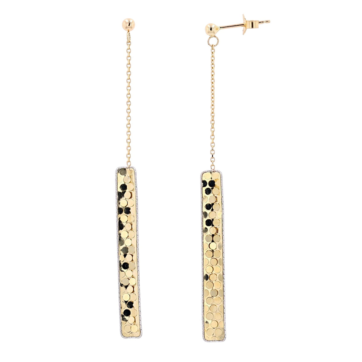 14K TT Gold Bar Earrings