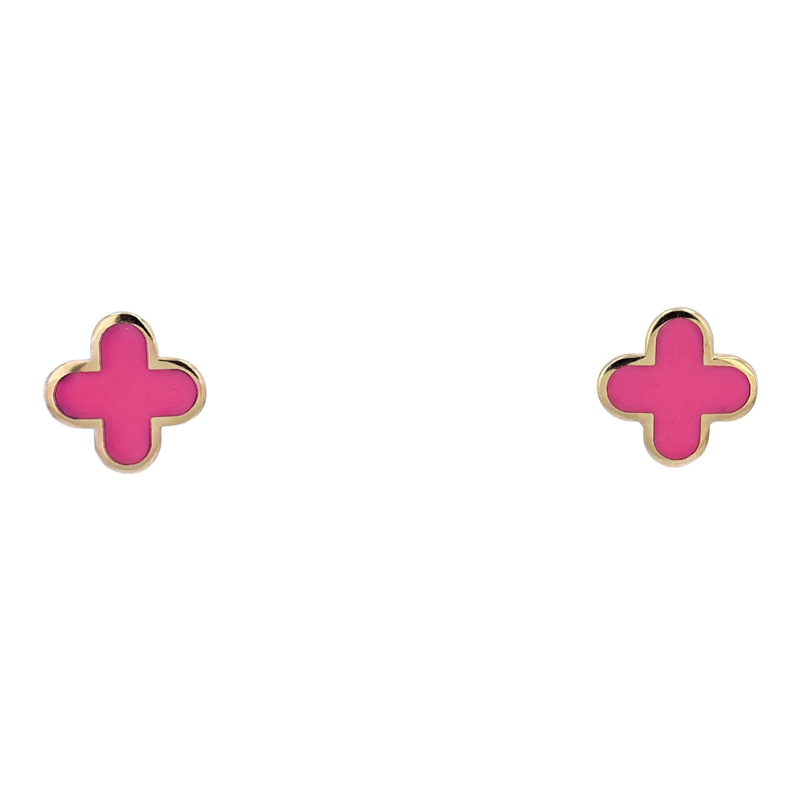 14K YG Enamel Clover Studs<p><strong>More Colors Available</p></strong>