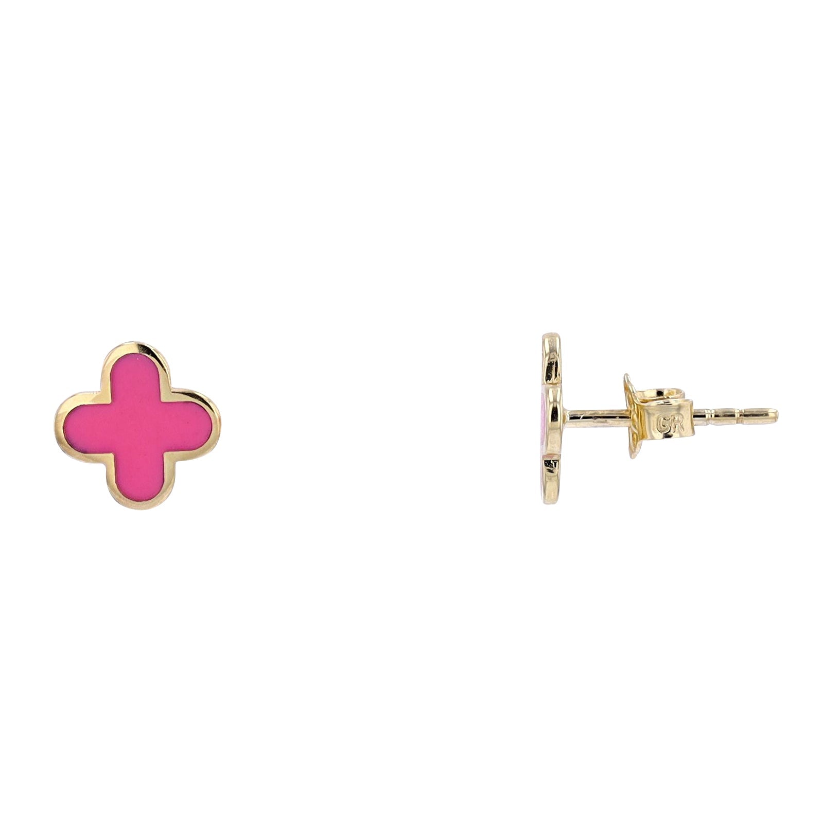 14K YG Enamel Clover Studs<p><strong>More Colors Available</p></strong>