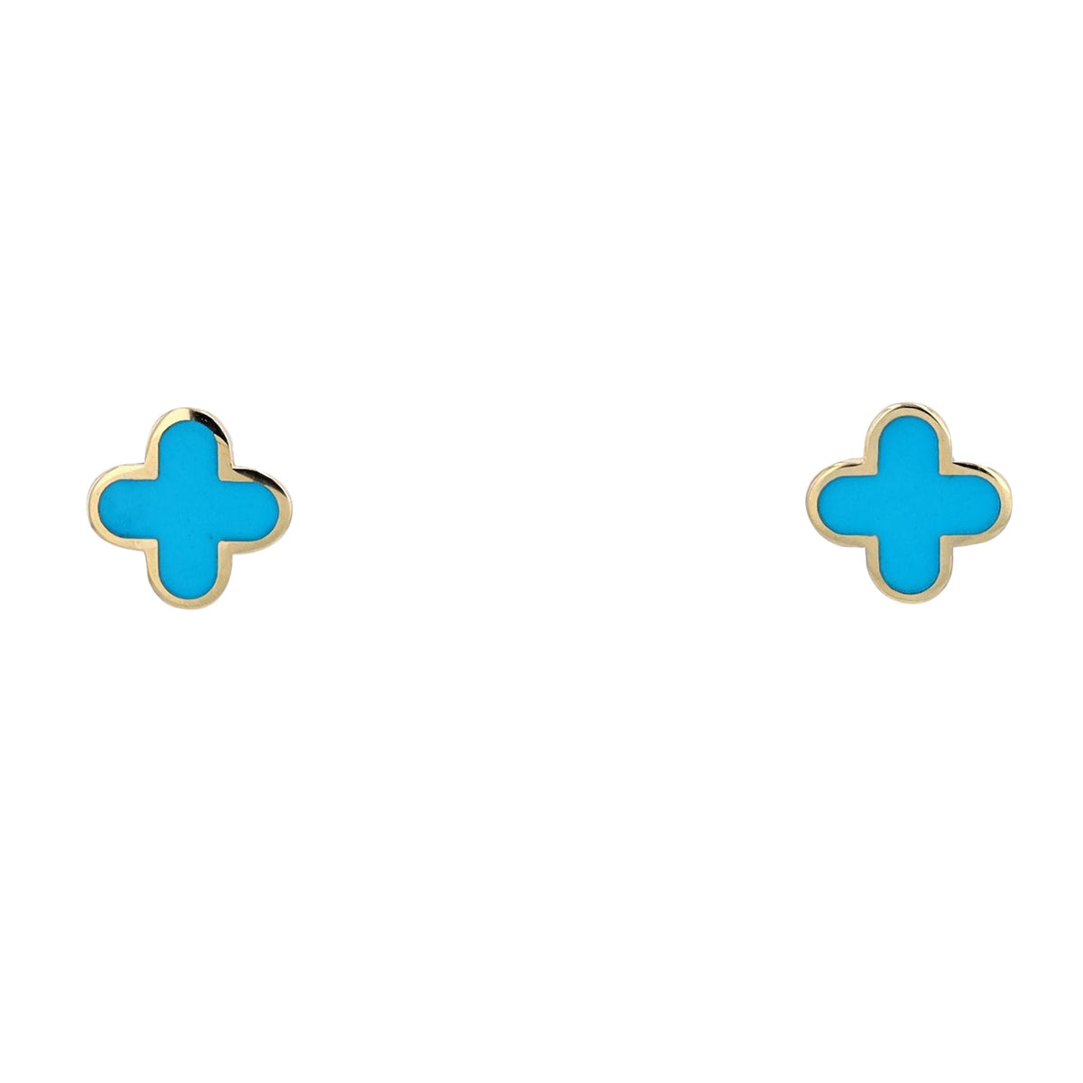 14K YG Enamel Clover Studs<p><strong>More Colors Available</p></strong>