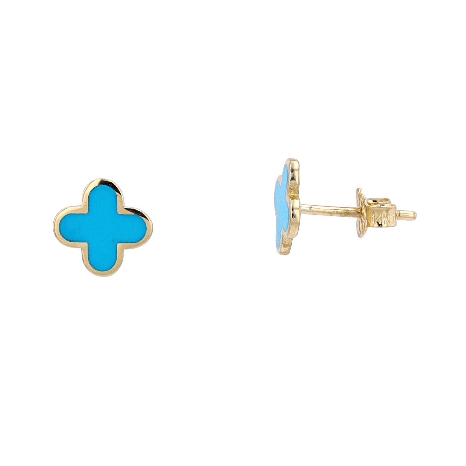 14K YG Enamel Clover Studs<p><strong>More Colors Available</p></strong>