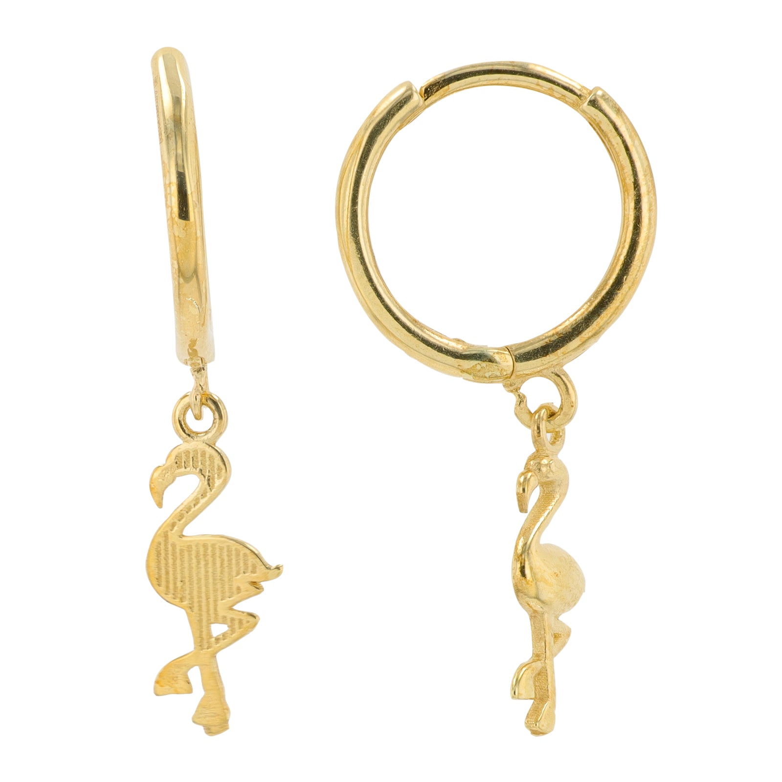 14K YG Flamingo Huggies