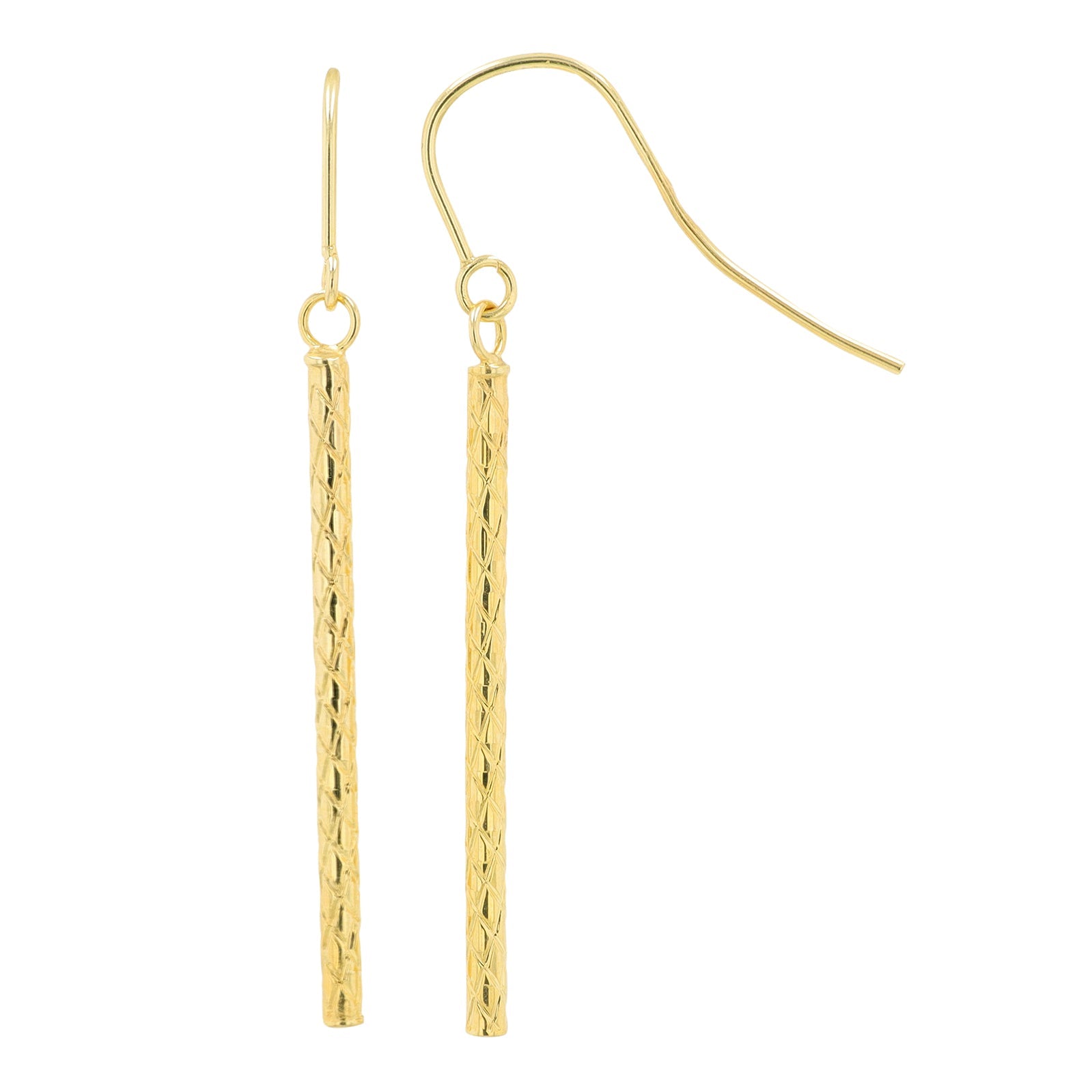 14K YG Bar Drop Earrings