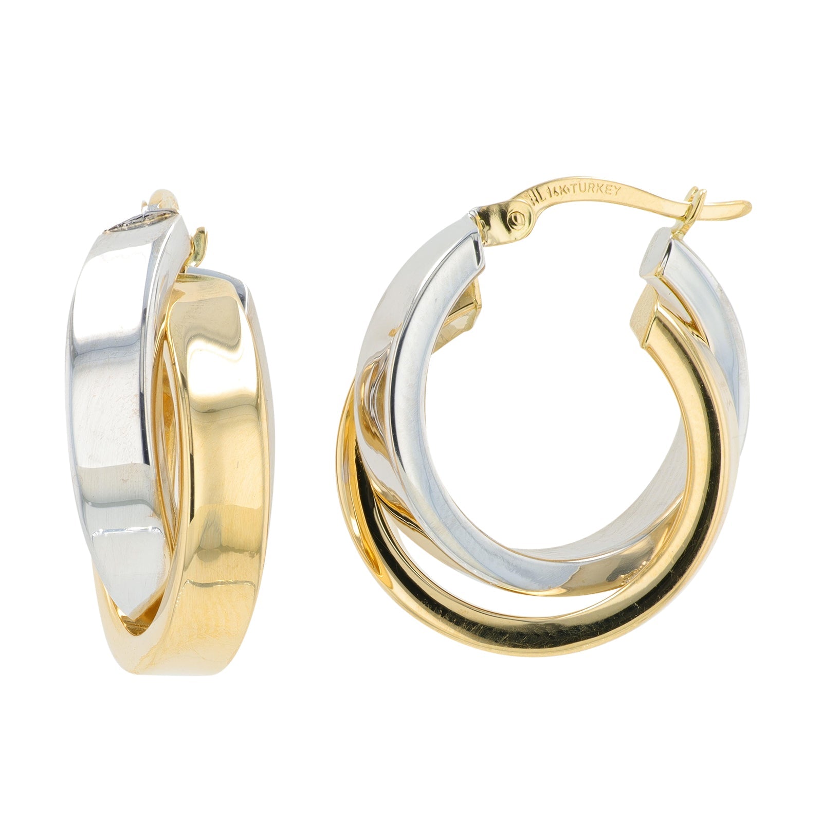 14K TT Crossover Hoops