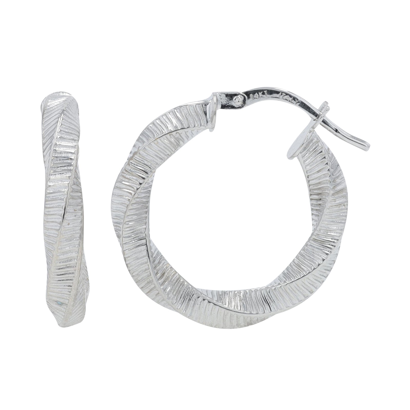 14K WG Twisted Hoops