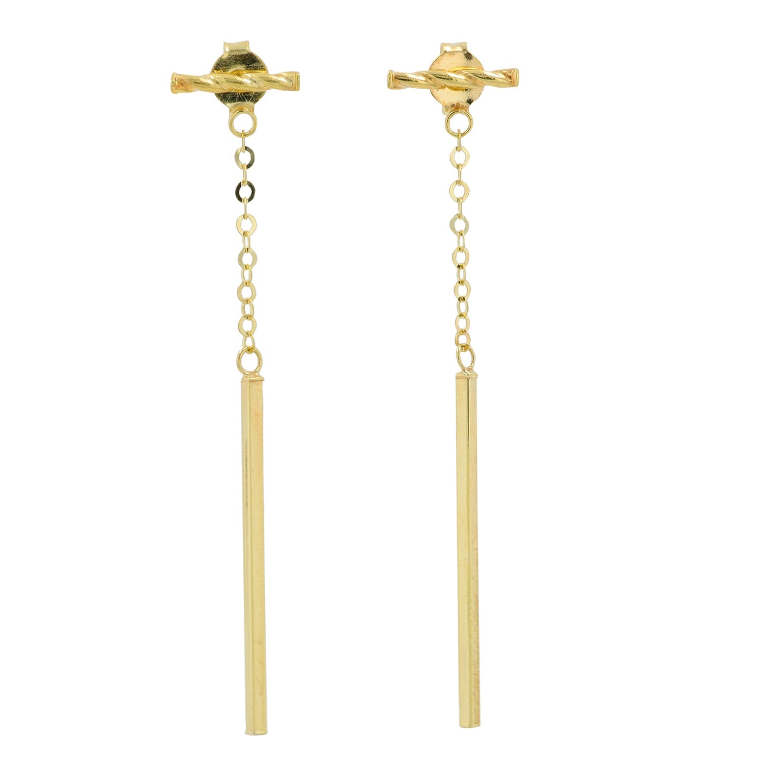 10K YG Bar Drop Earrings