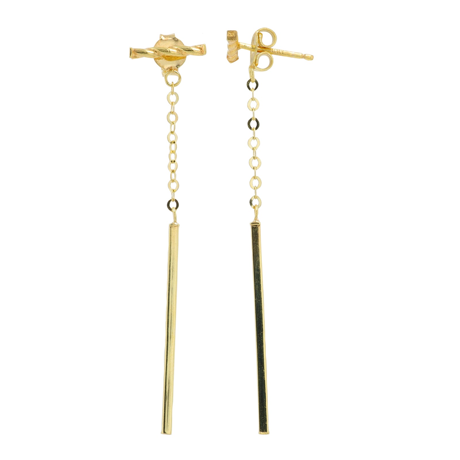 10K YG Bar Drop Earrings