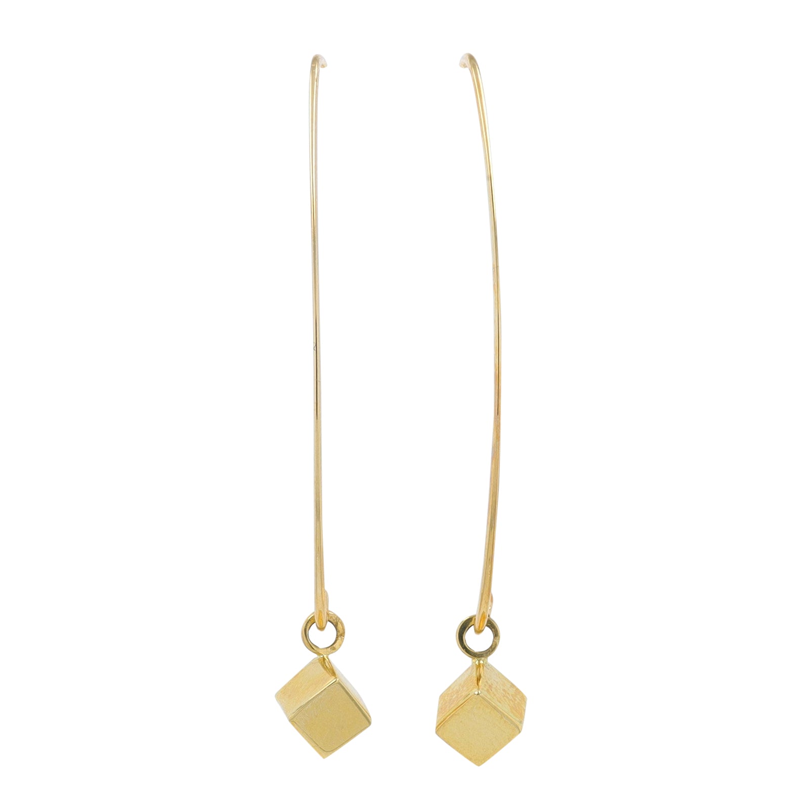 14K YG Cube Threader Earrings