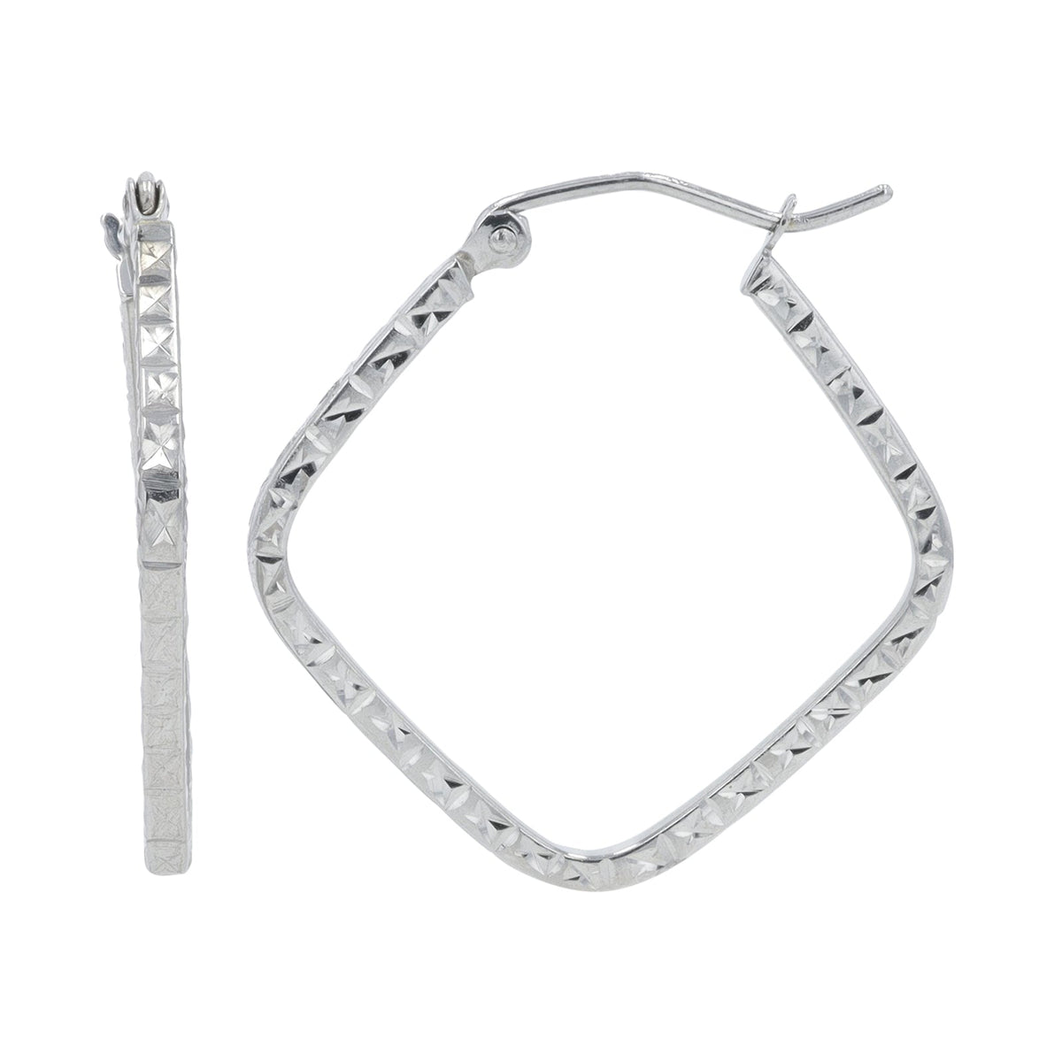 14K WG Square Hoops