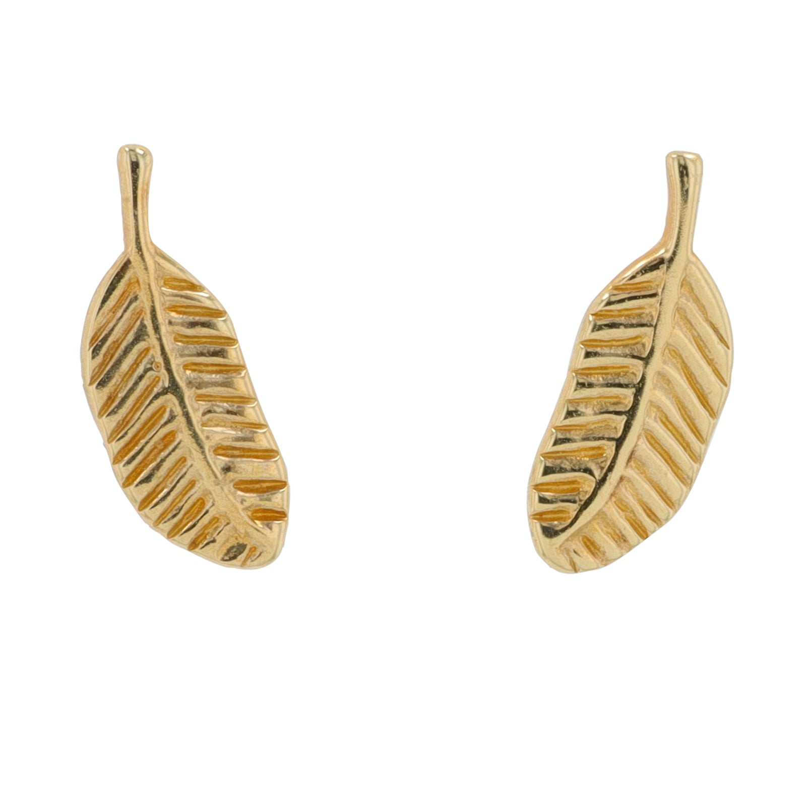 14K YG Feather Studs
