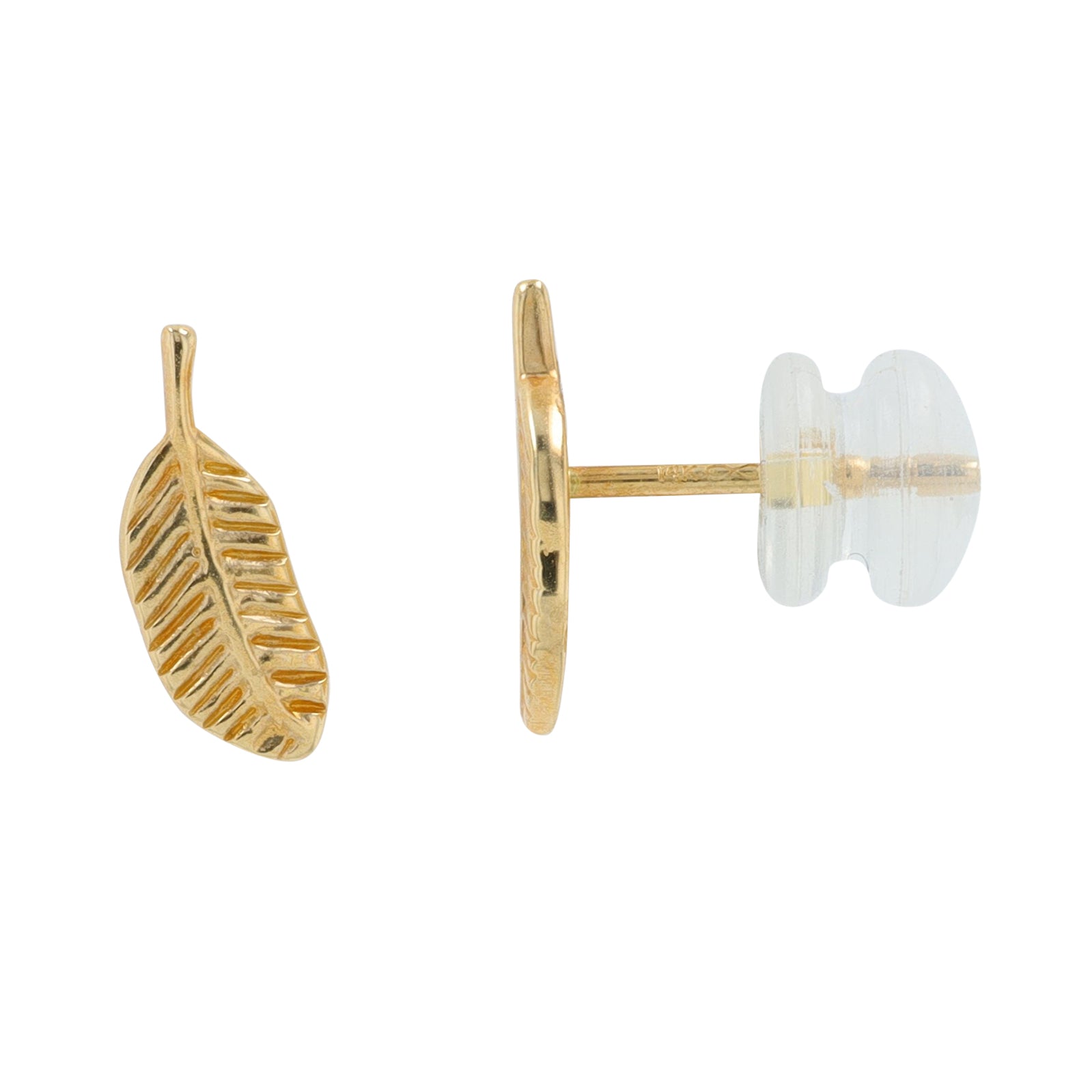 14K YG Feather Studs