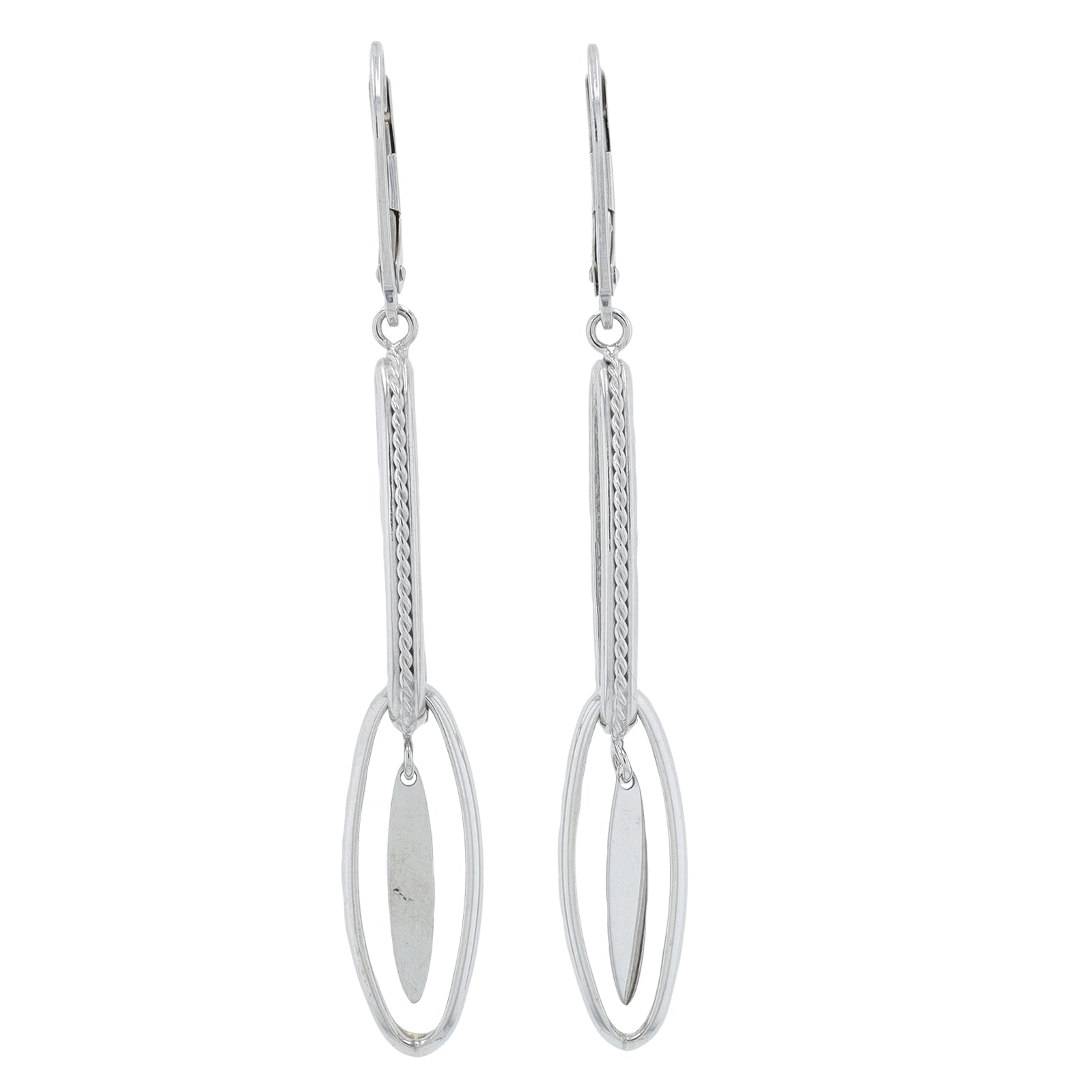14K WG Oval Link Earrings